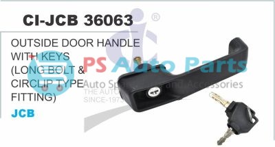 OUTSIDE DOOR HANDLE WITH KEYS (LONG BOLT AND CIRCLIP TYPE FITTING JCB)