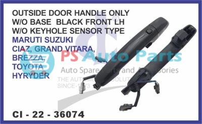 "OUTSIDE DOOR HANDLE ONLY BLACK FRONT LH (SENSOR TYPE) WITHOUT KEYHOLE MARUTI SUZUKI CIAZ GRAND VITARA, BREZZA, TOYOTA HYRYDER"