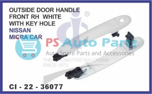 OUTSIDE DOOR HANDLE FRONT RH (WHITE) WITH KEY HOLE NISSAN MICRA CAR