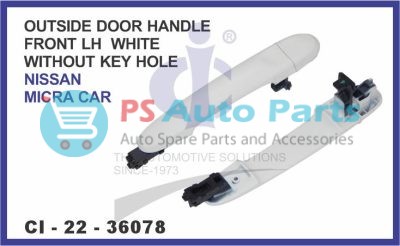 OUTSIDE DOOR HANDLE FRONT LH (WHITE) WITHOUT KEY HOLE NISSAN MICRA CAR