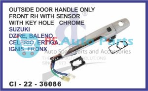 36086.jpeg "OUTSIDE DOOR HANDLE ONLY SENSOR TYPE W/KEY HOLE CHROME FRONT RH SUZUKI DZIRE, BALENO, CELERIO, ERTIGA,IGNIS,FRONX"