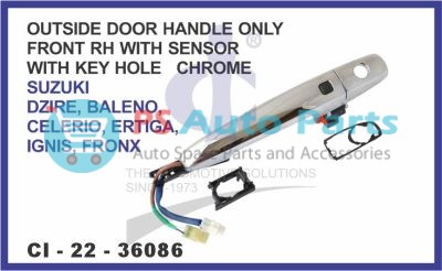 "OUTSIDE DOOR HANDLE ONLY SENSOR TYPE W/KEY HOLE CHROME FRONT RH SUZUKI DZIRE, BALENO, CELERIO, ERTIGA,IGNIS,FRONX"