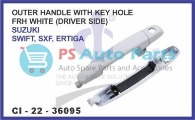 "OUTER HANDLE W/KEY HOLE FRH WHITE (DRIVER SIDE) SWIFT, SXF, ERTIGA"