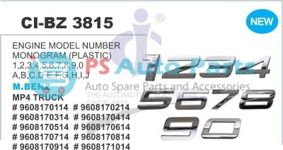 ENGINE MODEL NUMBER MONOGRAM (PLASTIC) MBENZ MP4 TRUCK