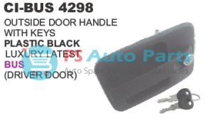 OUTSIDE DOOR HANDLE WITH KEYS PLASTIC BLACK BUS