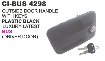 OUTSIDE DOOR HANDLE WITH KEYS PLASTIC BLACK BUS