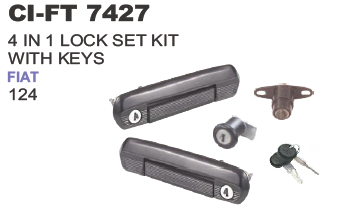 4 IN 1 LOCK SET KIT WITH KEYS FIAT 124 (A) CHROME(B) BLACK