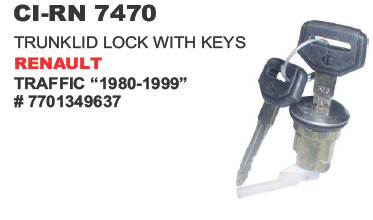 TRUNKLID LOCK WITH KEYS REULT TRAFFIC