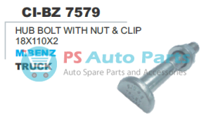 HUB BOLT WITH NUT & CLIP 18X110X2 M.BENZ