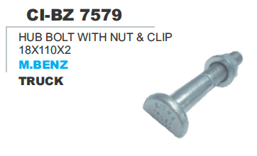 HUB BOLT WITH NUT & CLIP 18X110X2 M.BENZ