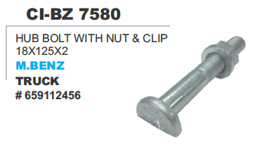 HUB BOLT WITH NUT & CLIP 18X125X2 M.BENZ