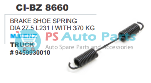 BRAKE SHOE SPRING DIA 27.5 L231/WITH 370 KG M.BENZ TRUCK