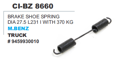 BRAKE SHOE SPRING DIA 27.5 L231/WITH 370 KG M.BENZ TRUCK