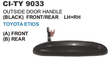 OUTSIDE DOOR HANDLE (BLACK) FRONT /REAR LH+RH TOYOTA ETIOS