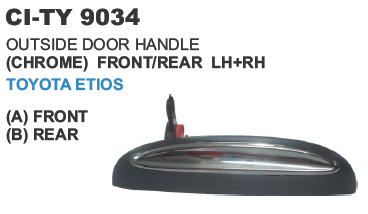 OUTSIDE DOOR HANDLE (CHROME) FRONT REAR LH+RH TOYOTA ETIOS